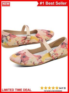 Women's Knit Mary Jane Flats Breathable Mesh Strap Ballet Shoes Round Toe